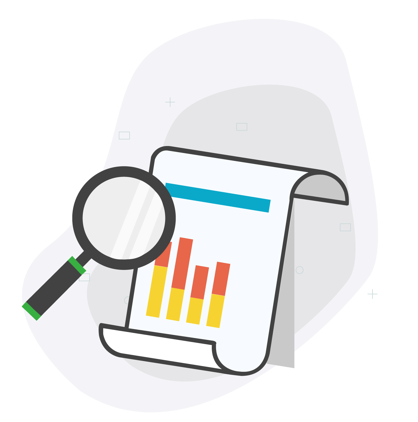 Magnifying glass over an SEO report illustration