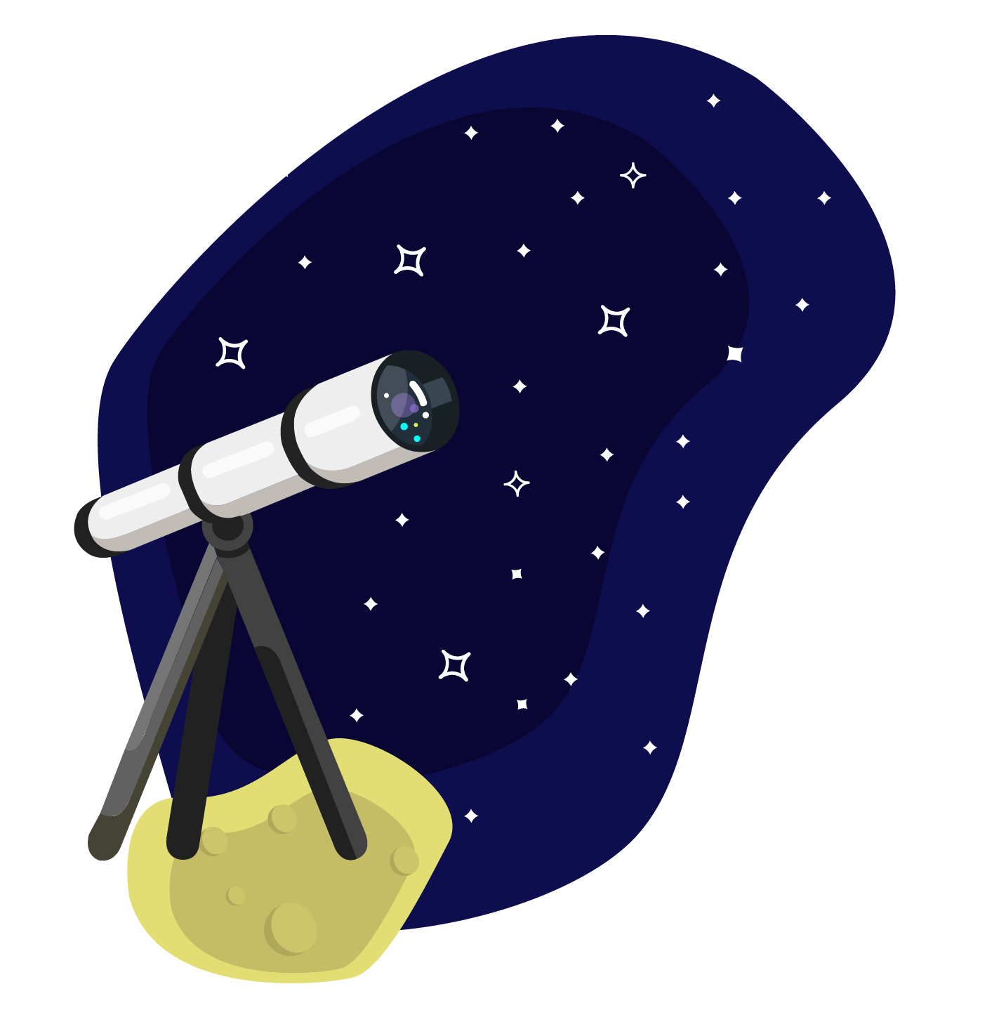 Telescope on the moon illustration